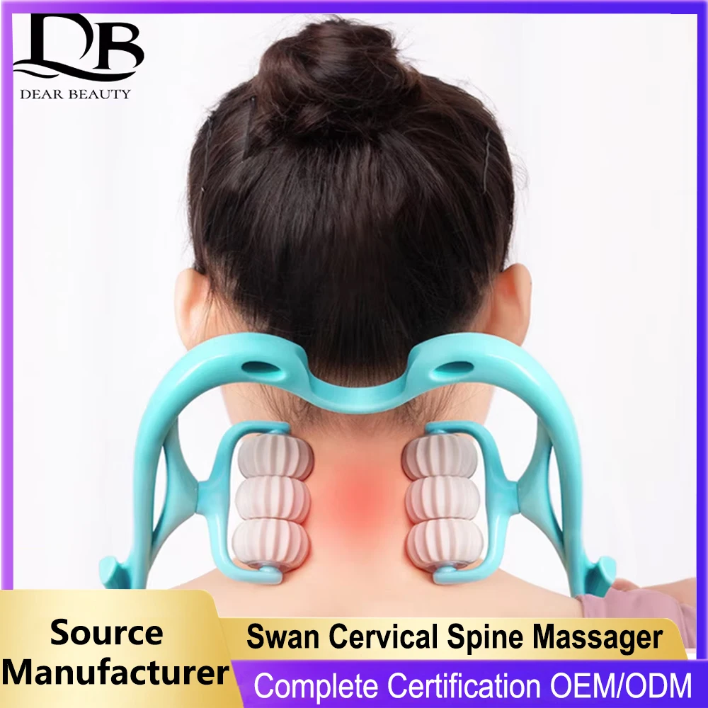 Cervical Spine Massager Swan Shape Six-wheel Neck Massager Roller Pressing Manual Massage Cervical Spine Health Care