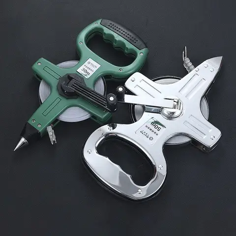 30M 50M 100M Retractable Metric Tape Open Reel Long Steel Tape Measure Measuring Ruler Woodworking Tools