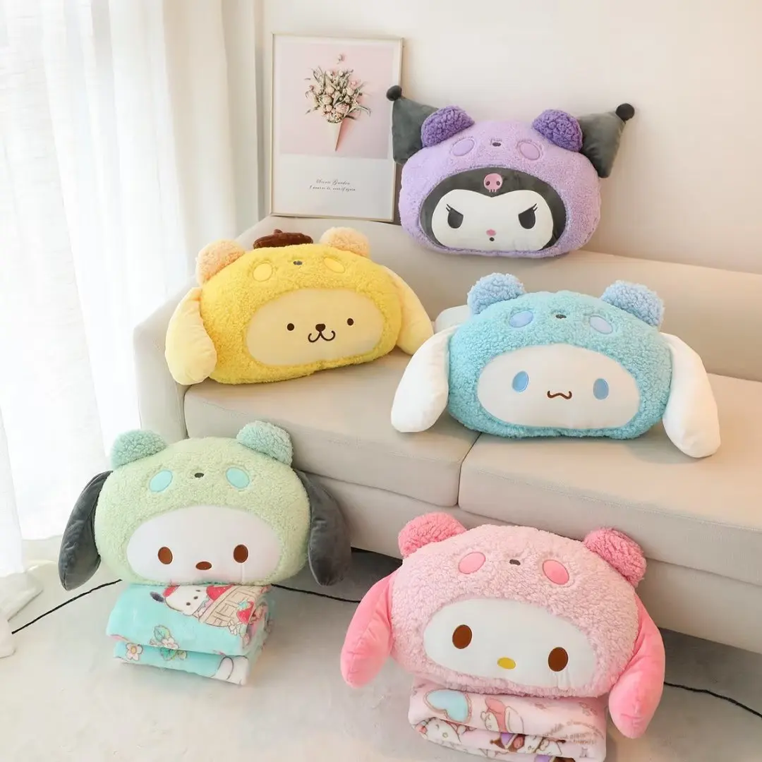 

Kuromi Toys Blanket Kawaii Anime Star Melody Cinnamoroll Pillow Blanket Bedding Portable Travel Blanket Girl Birthday Gift