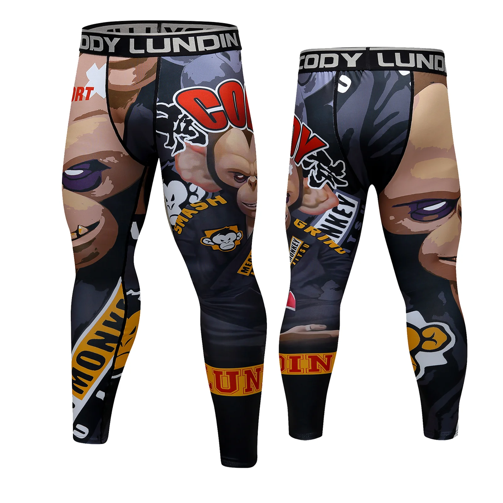 Cody Lundin Men's Compression Elastic Gym Tight Leggings Sport Printing Pants  jiu jitsu Thermal Pants Combat Grappling Pants