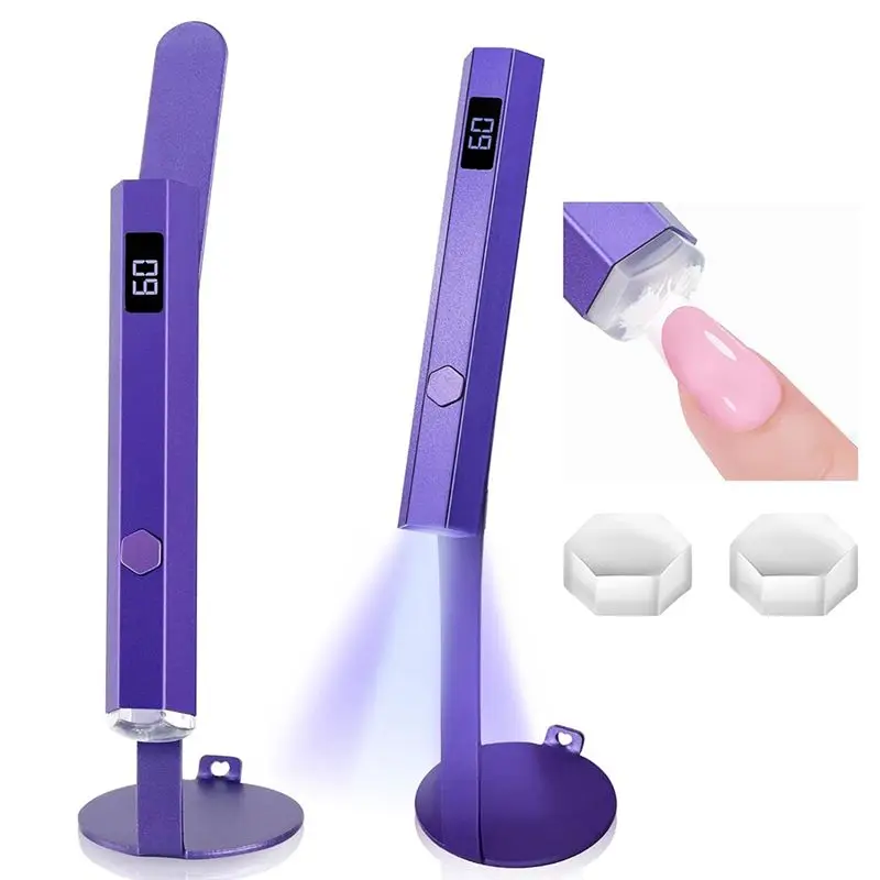 B52C Handheld Magnetic U V Light For Nails:Fast Curing U V Nail Dryer Nail Stamper Magnetic Stand Wireless Handheld LCD