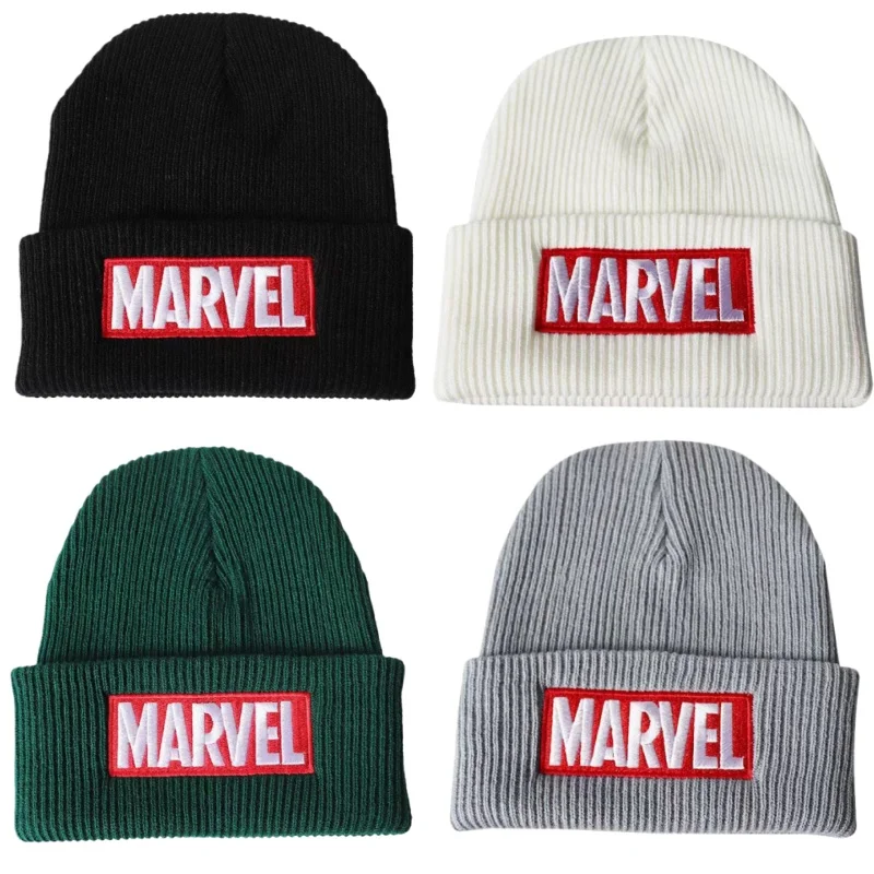 MARVEL unisexe coton dessin animé brodé bonnets chapeaux décontractés tricoté hiver chapeau dur Hip Hop capuche Bonnet pour femmes hommes