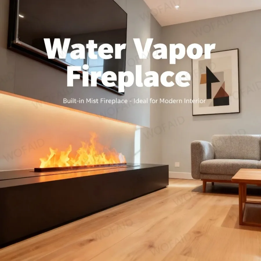 

Smart 3D Atomized Fireplace Chimenea Electrica Empotrable with Simulated Flame Decor Built-In Humidifier App-Controlled Firepit