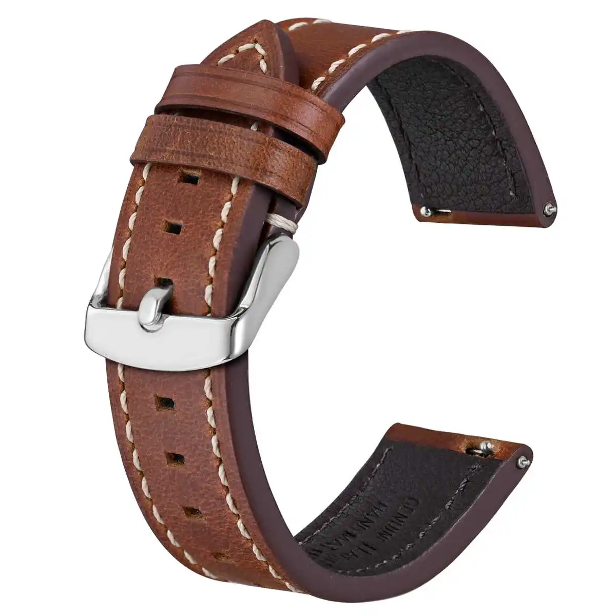 BISONSTRAP Genuine Leather Strap 18mm 19mm 20mm 21mm 22mm,Quick Release,Calfskin Watch Strap,Watch Accessories for Men and Women