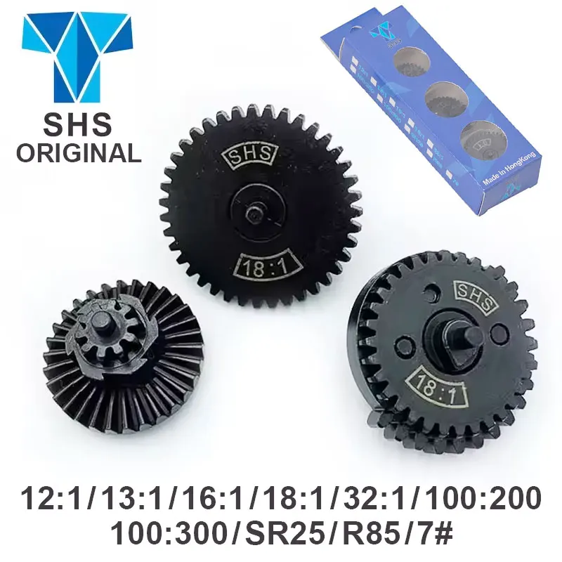 مجموعات تروس SHS ثنائية القطاع الأصلية للإصدار 2&3 12:1/13:1/16:1/18:1/32:1/100:200/100:300 علبة التروس لـ Airsoft M14 FB/JM Gen.8