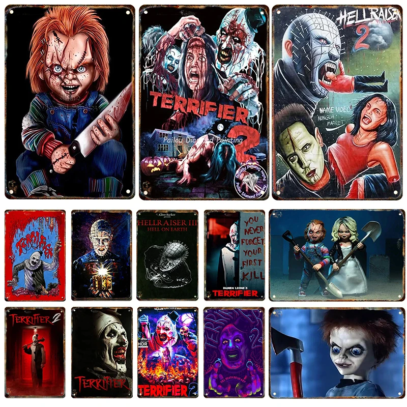 Retro Horror Movie Metal Plaque Retro Decorative Plate Bar Club Wall Decoration Rusty Metal Tin Sign Garage Club Metal Poster