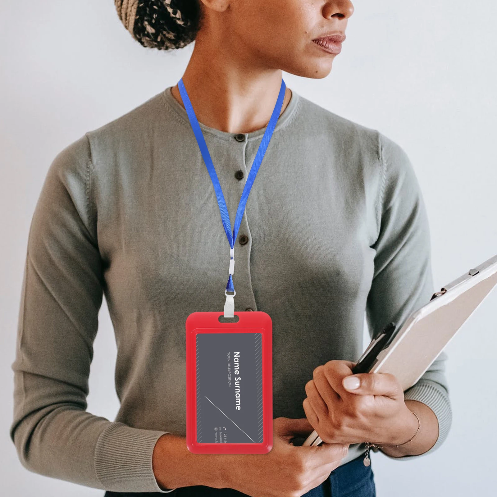 

5pcs Sliding Cover Bus Bag Credentials Holder Lightweight PP Material Employee Badge Work Campus Wallet Keychain