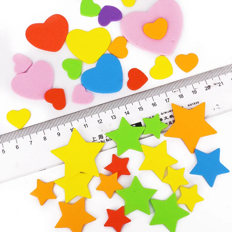 Self Adhesive EVA Foam Stickers Geometry Heart Star Animal Flower Stickers Kids School Project Party Decorations DIY Craft Toys