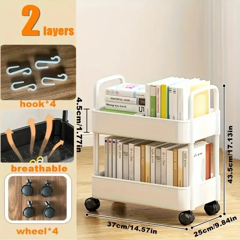 2-layer Detachable Stationery Organizer Handcart Organizers Office Desk Organizing Plastic Boxes Accessories School Supplies