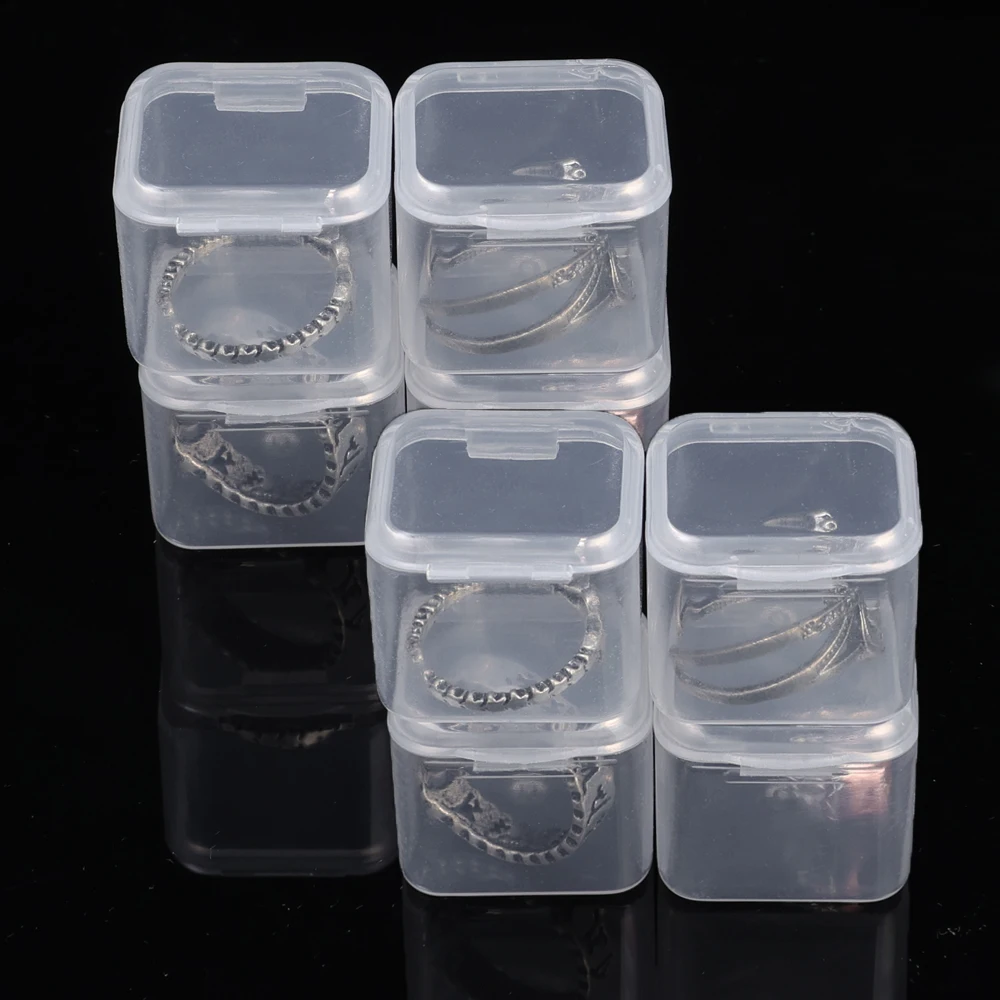 5-30Pcs Mini DIY beads Storage Box Cube Clear Jewelry Container Case Square Plastic Button Nail Art Packaging Portable Organizer