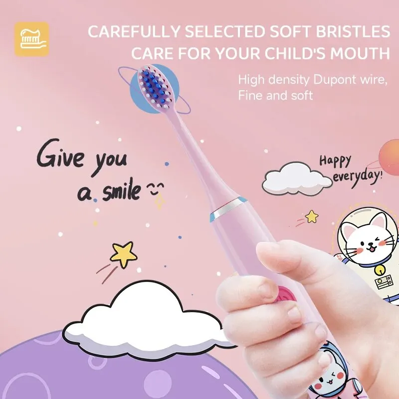 Electric Toothbrush for Children High Density DuPont Soft Bristles IPX7 Waterproof Battery Version Strong Power