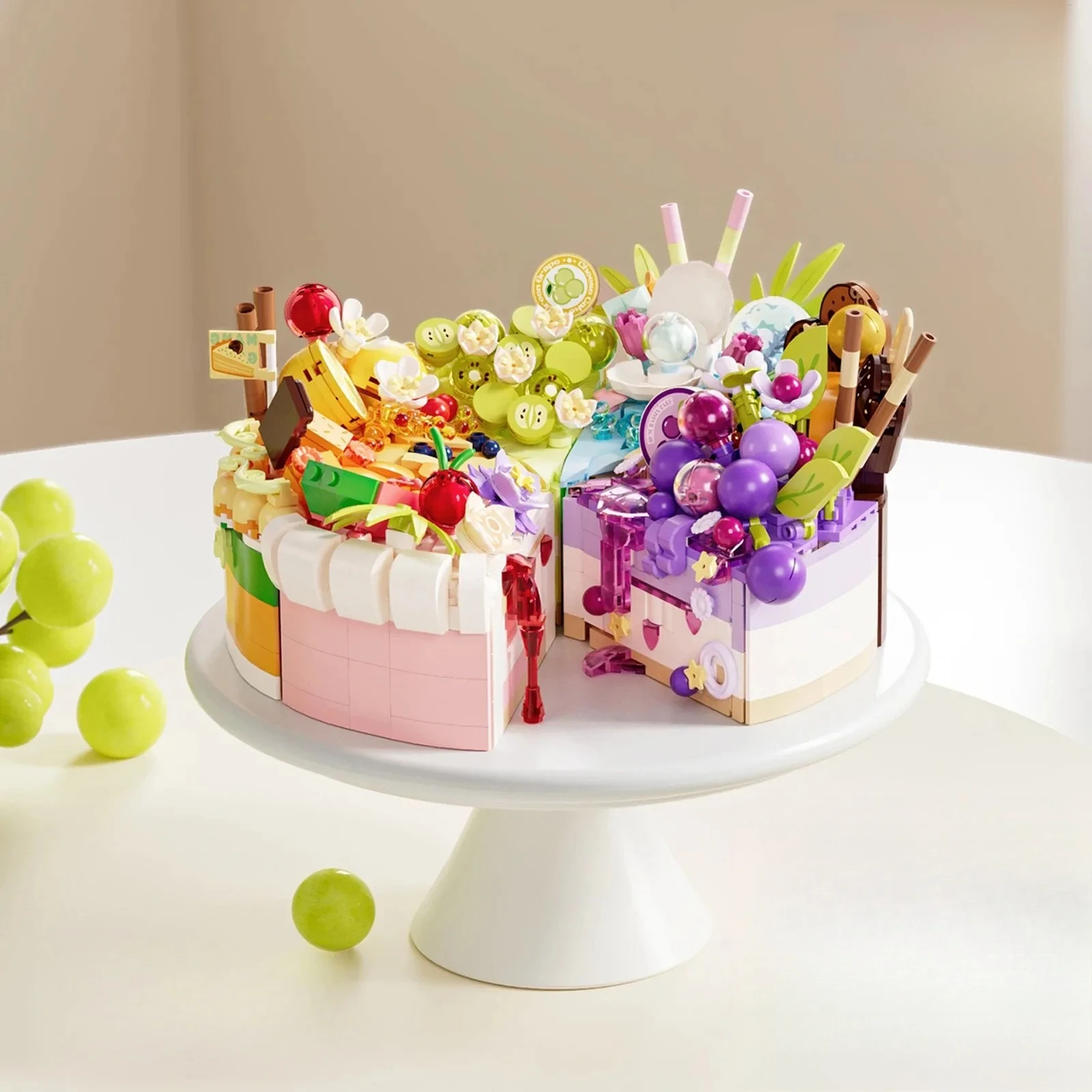 Stacking Blocks Birthday Cake Handmade Desserts Compatible with Lego Cake Building Block Toys, A Gift for Girls Stacking Blocks