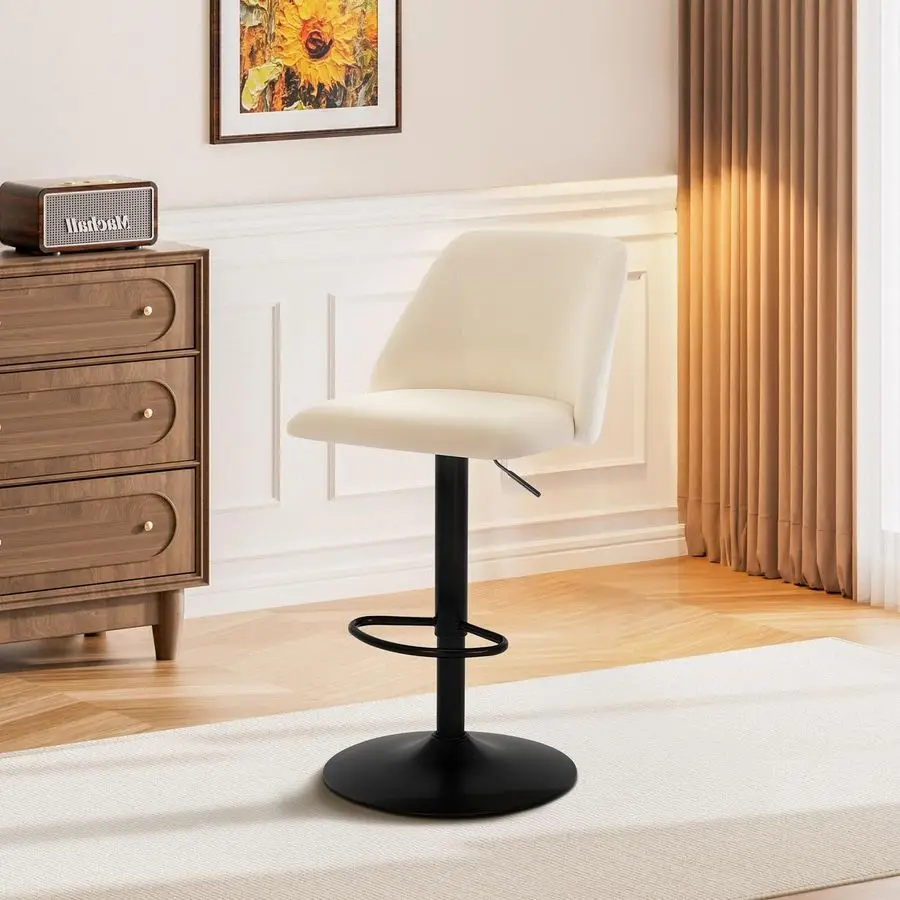 

Adjustable Fabric Bar Stools,360 Modern Swivel Counter Height Chairs with Soft Cushioned Seat amp Stable Metal Base for Dining R