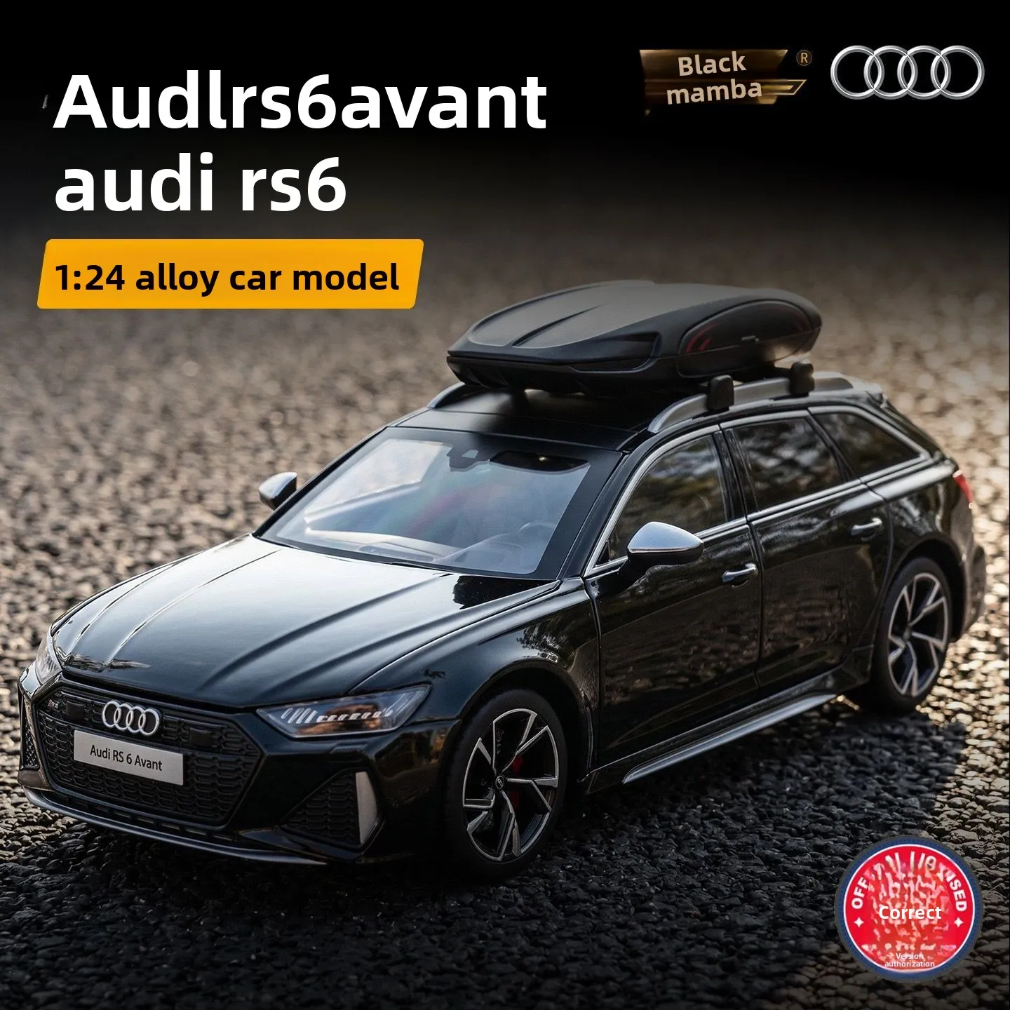 

1:24 Audi RS6 Alloy Diecast Model Car, Pull Back, Light & Sound Premium Collectible Toy,Birthday Gift for Kids and Adults