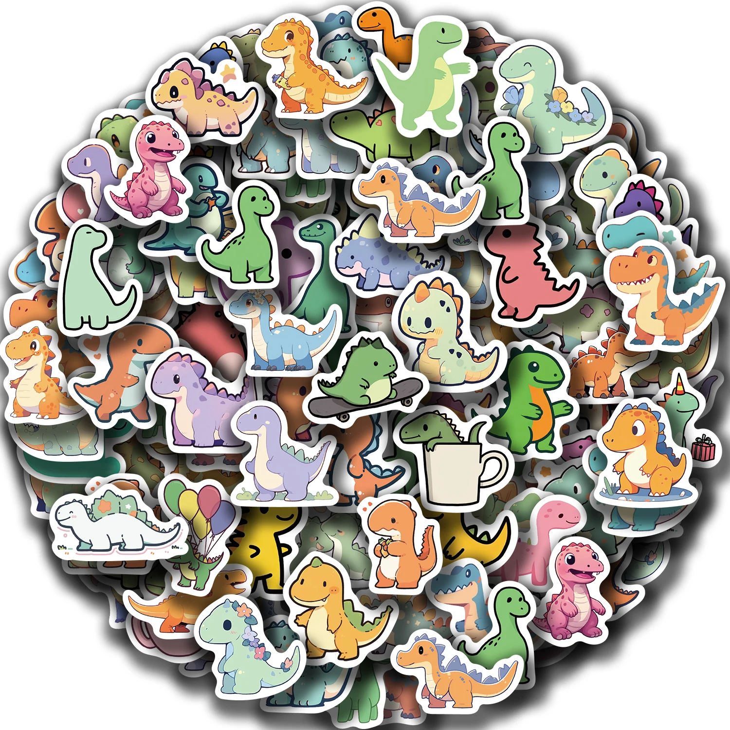 100PCS Cartoon Small Dinosaur PVC Sticker Aesthetic Children\'s Decoration Scrapbooking Stationery School Supplies for Kids﻿