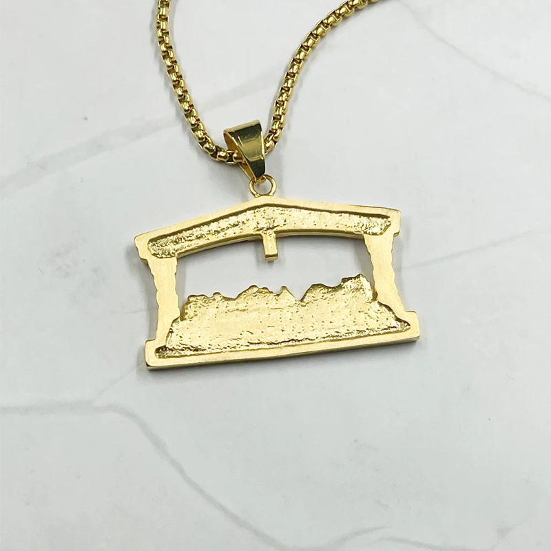 Men\'s rhinestone Jesus Head Gold color Pendant Necklace Fashion The Last Supper Hip Hop Necklace