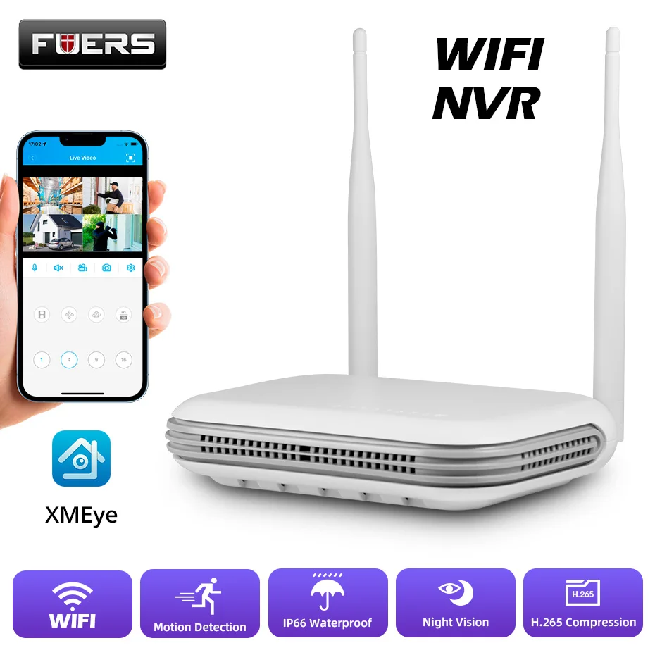 Fuers H.265 8CH Wireless NVR Security Outdoor WIFI IP Camera System Kit Surveillance CCTV Face Audio Video Recorder