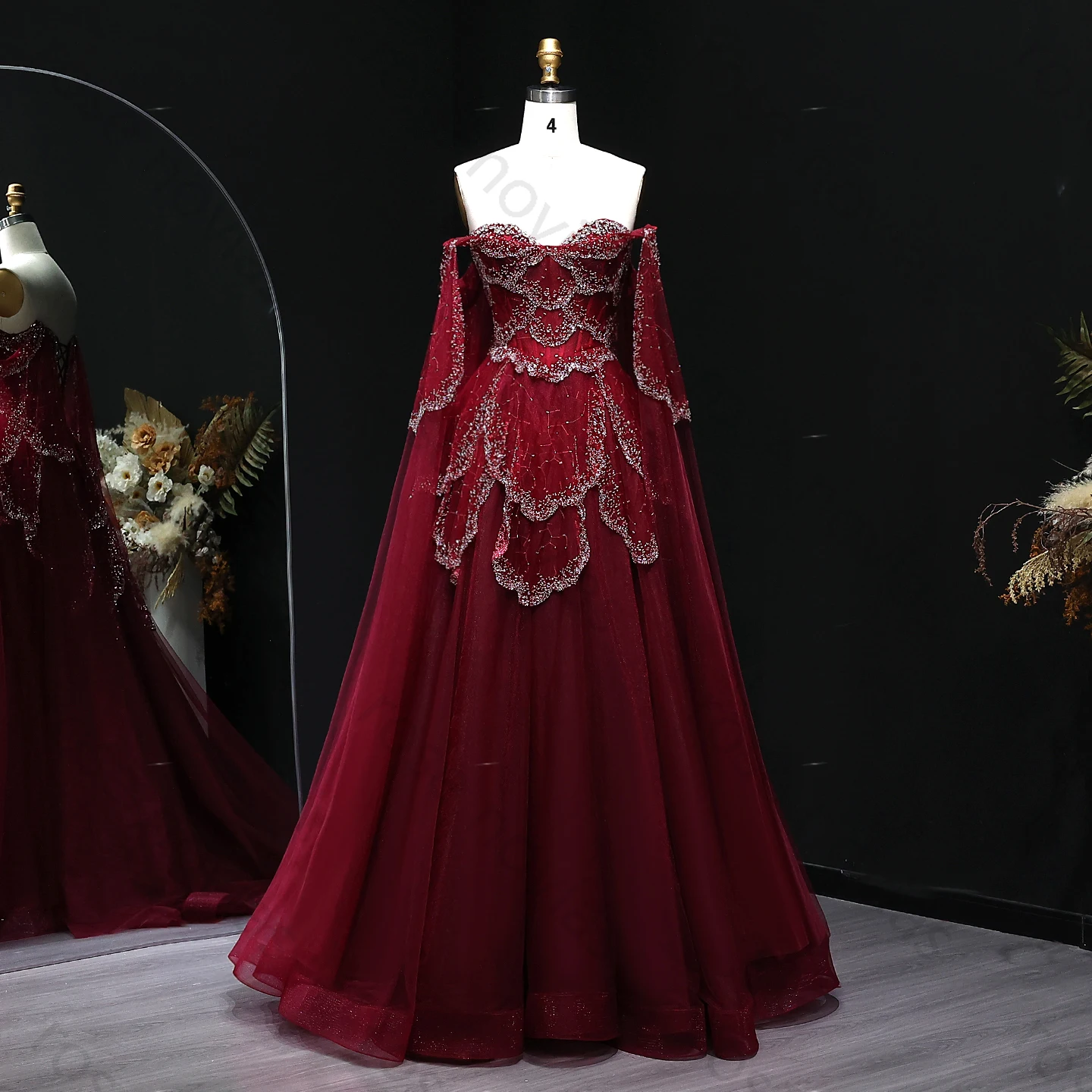 Sharon Said – robe de soirée verte élégante, épaules dénudées, manches Cape, chérie, luxe, pour fête de mariage, personnalisée, haute qualité