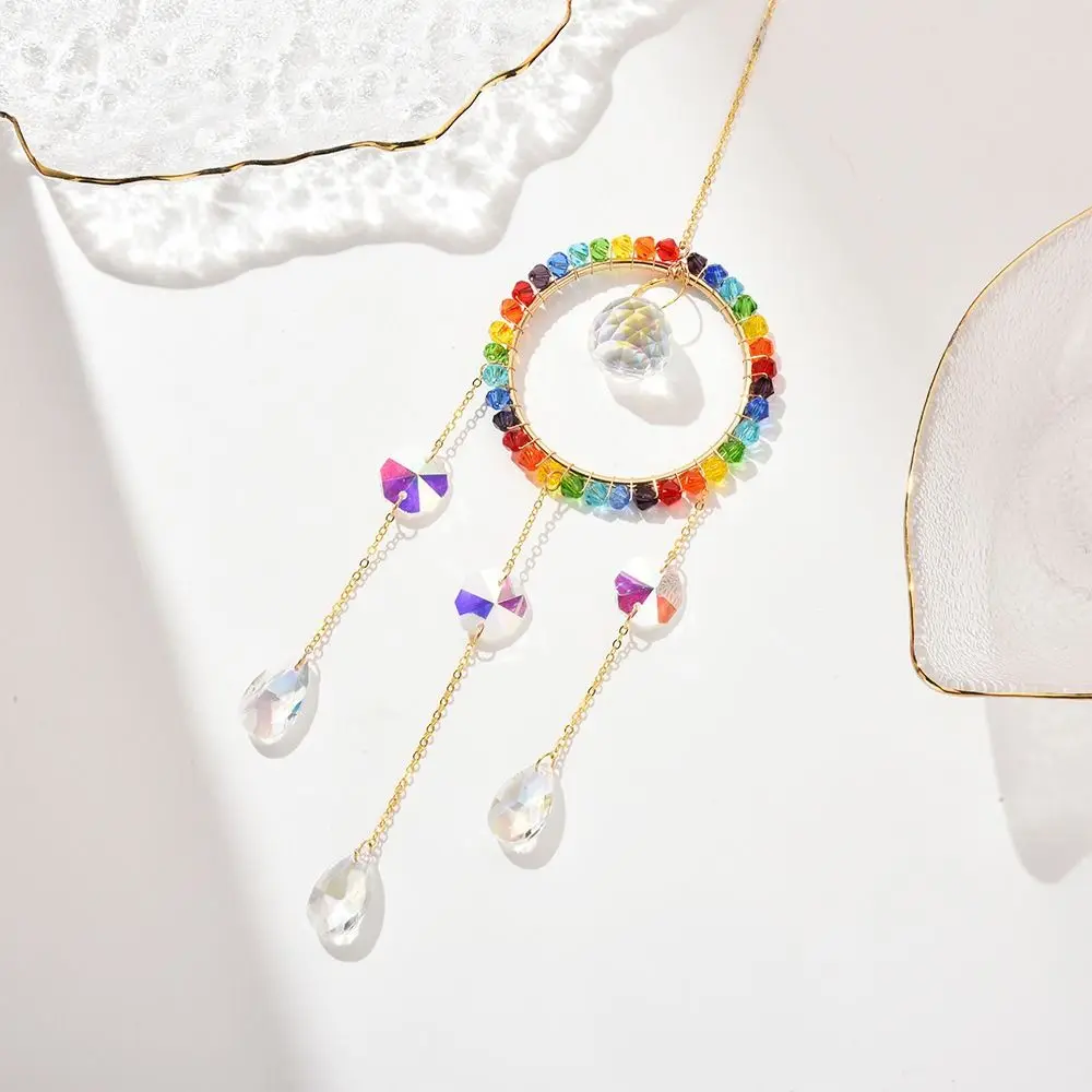 Moon Star Heart Crystal Sun Catcher Pendant Hanging Handmade Rainbow Catcher Natural Hanging Wind Chimes Bedroom Balcony Patio