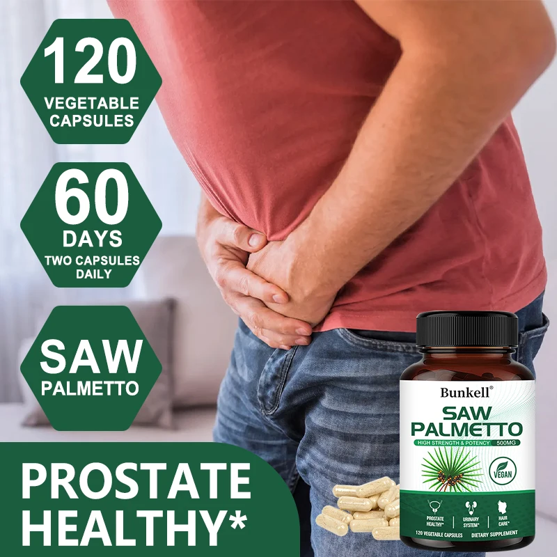 Saw Palmetto Extract - 120 Capsules Non-GMO and Gluten-Free Formula Supports Prostate and Urinary Tract Health, Healthy Hair