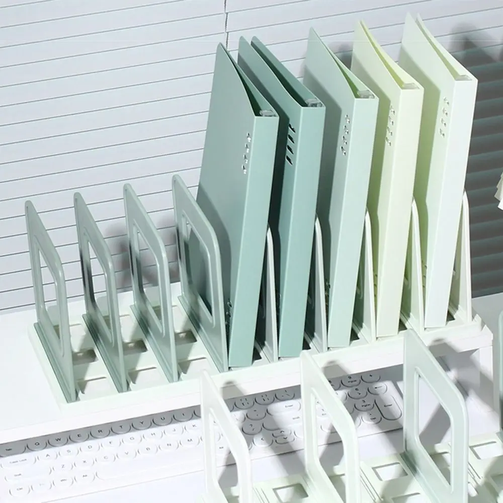 Adjustable Detachable Bookends Dividers 8 Compartments Vertical Book Holder Non-slip Anti-drop Desktop Book Stand Bedroom