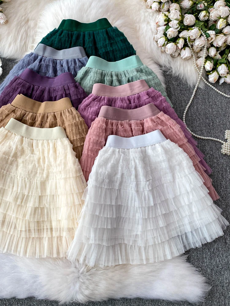 

White High Waist Cake Skirt Women's Sweet Summer New Sle Prevent Exposure ort f Body Skirt Korean Sle Commute
