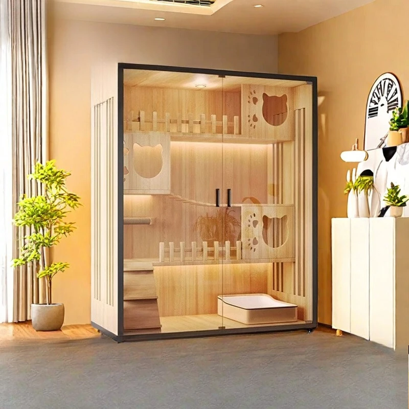 

cat villa household indoor litter box integrated luxury solid wood does not occupy the cat cage