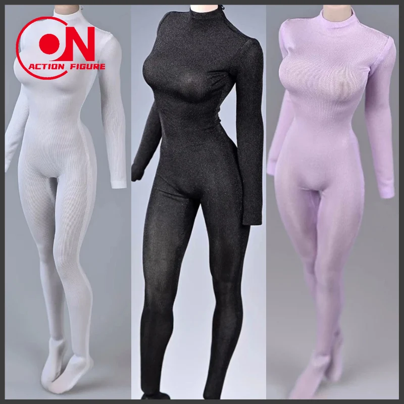 

1/6 Scale Female Jumpsuit Zipper Stretchy Ice Silk Bodysuit Model Fit 12'' TBL PH JIAOU Soldier Action Figure Body