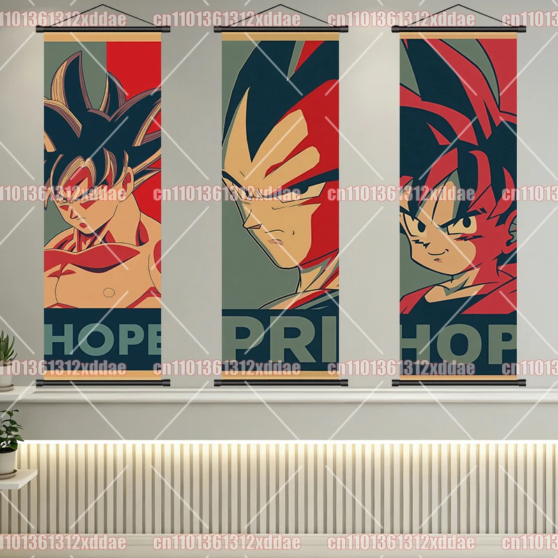 Japanese Dragon Ball Poster Printing Scroll Painting Anime Wall Art Goku Picture Home Decoration Living Room Hanging Scroll