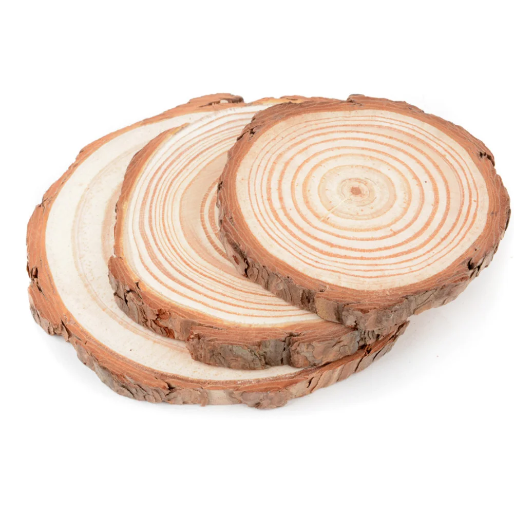 6-10cm Natural Pine Round Wood Slices Circles With Tree Bark Log Discs DIY Christmas Crafts Wedding Party Painting Coaster decor