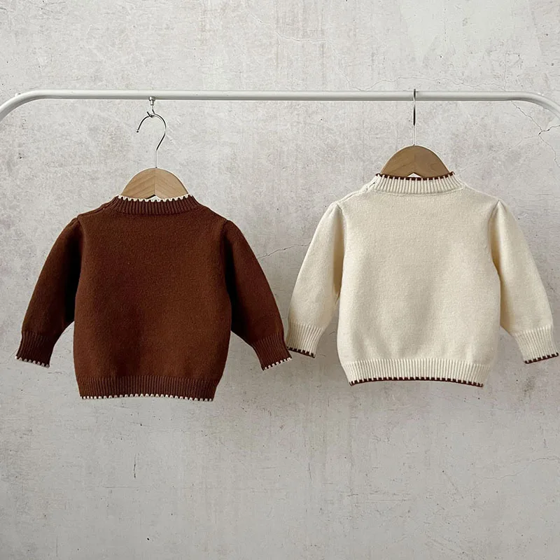 2024 New Autumn Baby Girls Knitted Clothes Newborn Baby Girls Sweater Toddler Baby Girl Knitting Pullover Tops Kids Sweater