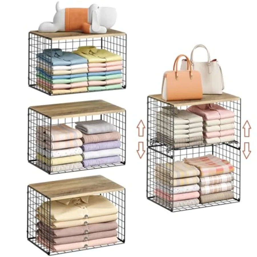 

5-Tier Lar Stackale Clot Orgazer and Stora asket Sturdy Clot Self Orgazer wit Wood Top Stackale Stora ins Cues for Clotes wit A