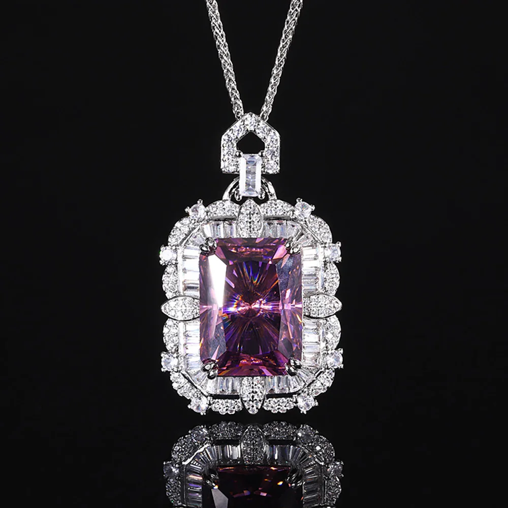 Vintage 15*20mm Ruby Sapphire Pink Quartz Big Pendant Necklace for Women Gemstone Cocktail Party Fine Jewelry Accessories Gifts