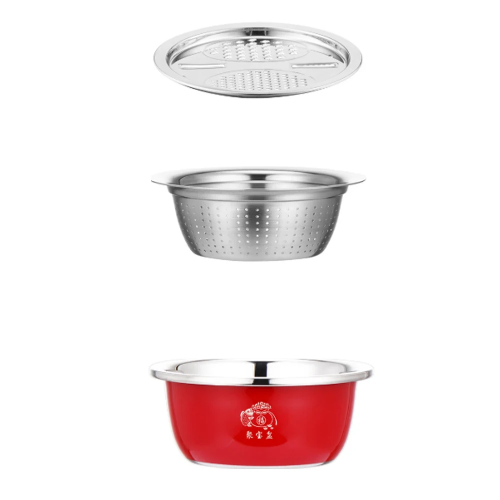 3 Piece Treasure Basin Set Made of Stainless Steel for Kneading Washing Storing and Stackable Kitchen Organization