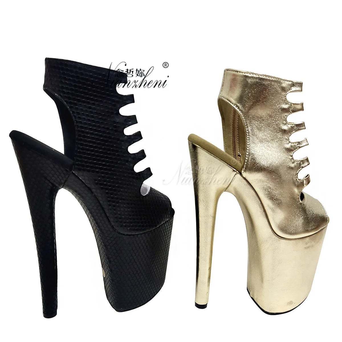 

Sexy 20cm High Heels Thin Platform Shoes Gothic Ankle Boots for Exotic Dancer Stripper Pole Dancing Roman Gladiator 8-Inch