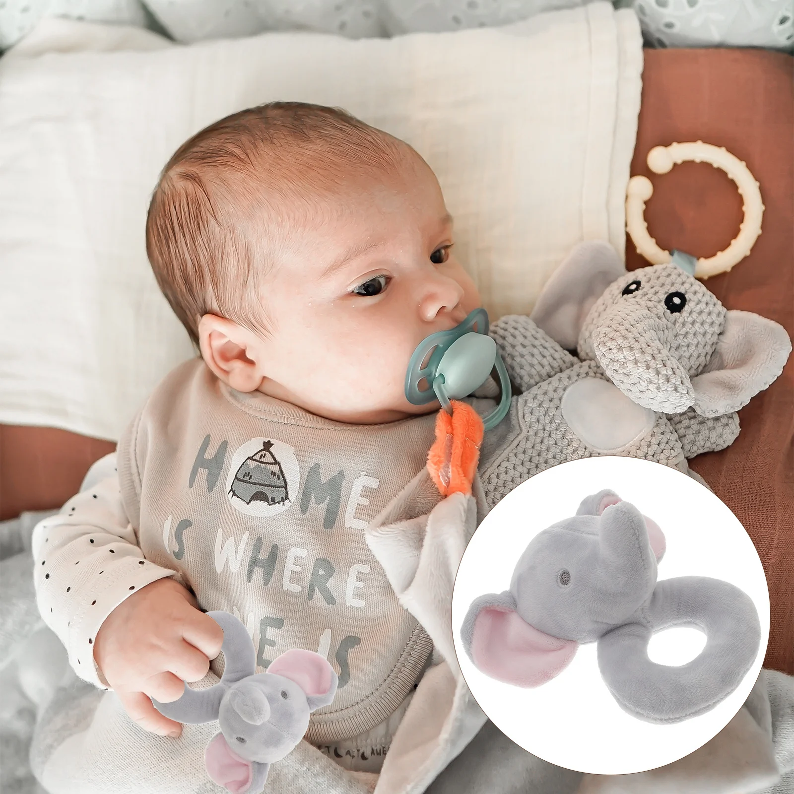 Rattle Stuffed Animal Soft Squeaky Sound Sensory Developmental Newborn Infant Toddler Safe Chewable Gentle