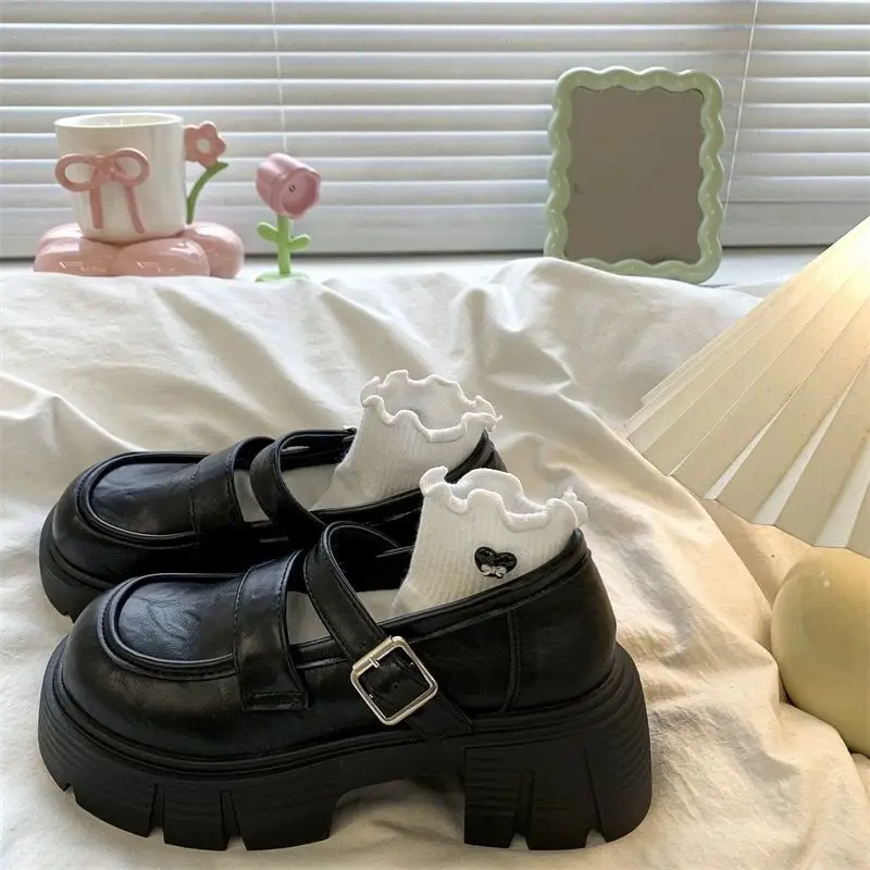 Classic Mary Jane Flatform Shoes Women Chunky Heel Buckle Strap Spring Summer Outdoor Walking Lightweight