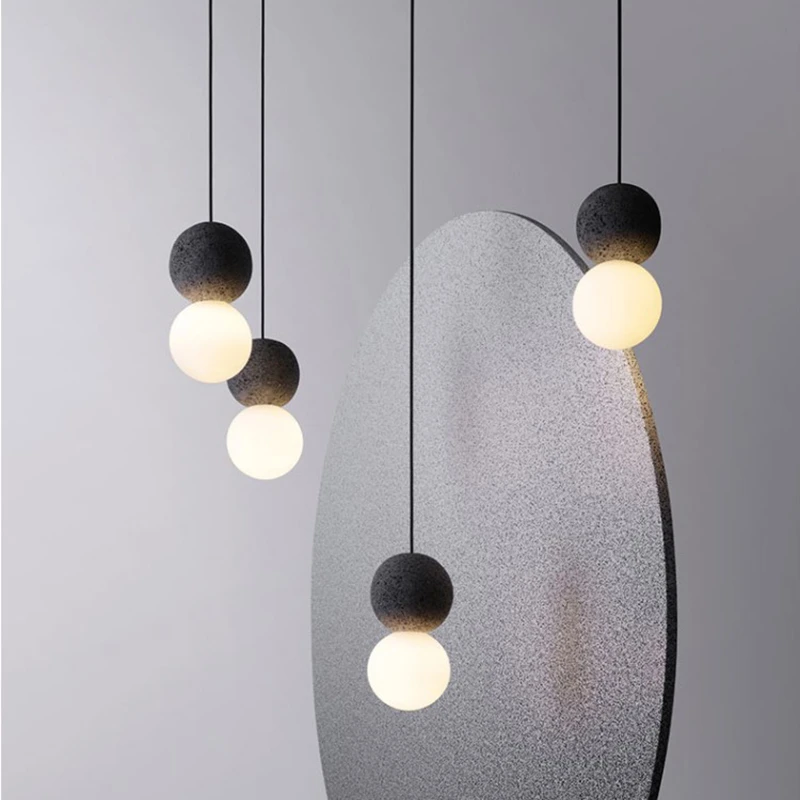 LED Pendant Lights Nordic Cement Living Bedroom Restaurant Kitchen Decor Hanging Lighting Fixtures Indoor Suspension Lamps