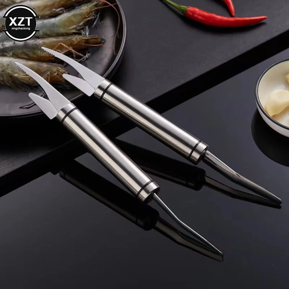 Stainless Multifunctional Fast Shrimp Peeler 6 In 1 Fish Knife Shrimp Line Cutting /Scraping /Digging Knife Kitchen Seafood Tool