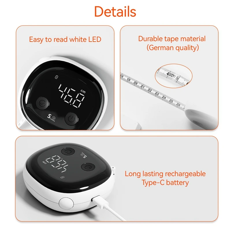 Smart Body Tape Measure,Retractable Bluetooth Fitdays APP Monitoring Body Fat BMI Tool For Fitness Shape & Weight Loss