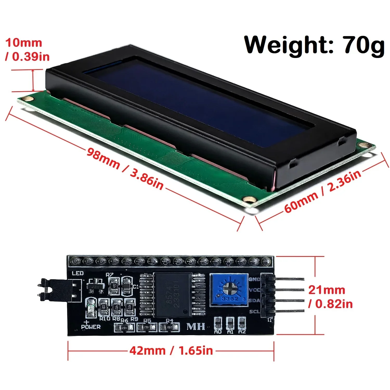 LCD2004A IIC/I2C LCD Display Module 20x4 Character 2004A HD44780 LCD I2C Serial Interface Adapter Blue/Green Screen For Arduino