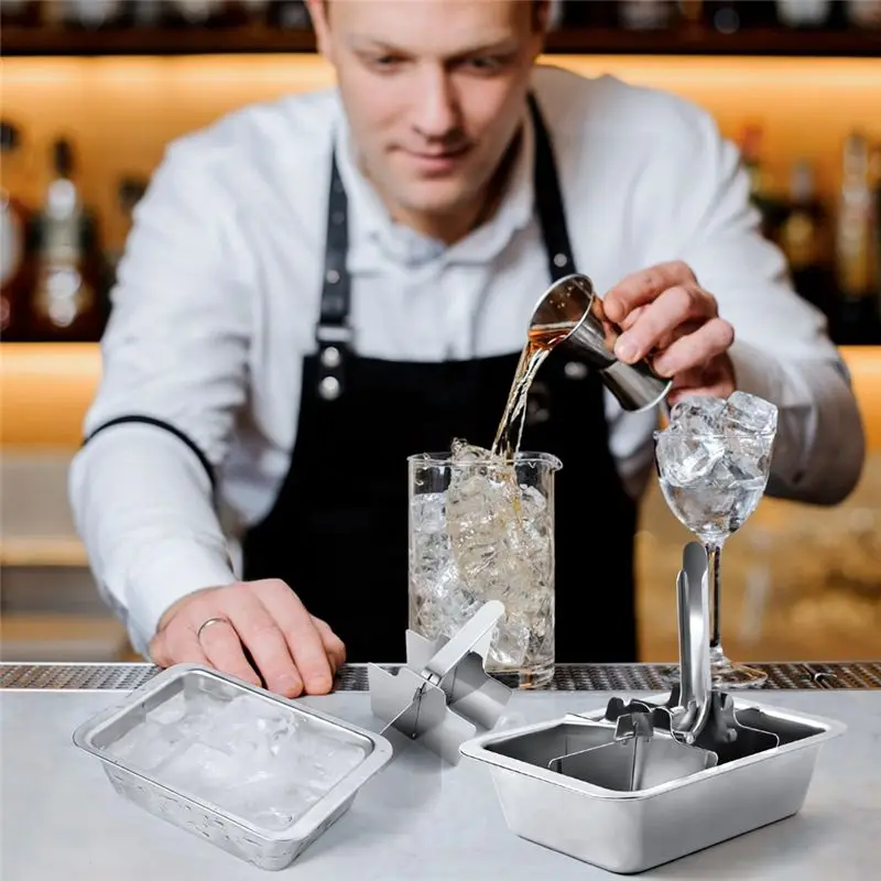AEE4-3 Packs 6-Slot Icecube Tray With Easy Release Handle Stainless Steel Icecube Tray For Making Various Icecubes