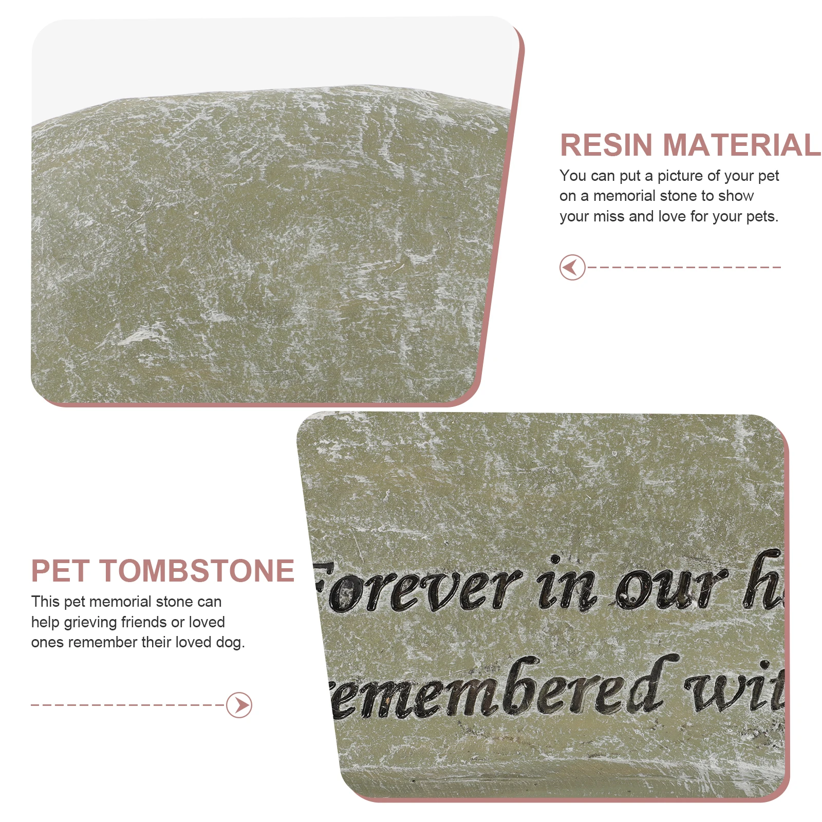 

Pet Tombstone Resin Souvenir Cat Memorial Stones Dog Grave Marker Decorations Engraved Words Resin Craft Garden Statue