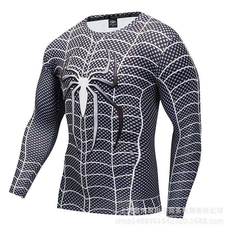 3D Miniso Movie Spider-Man T-shirt Boys Long Sleeve Tights Hero Expedition Clothes Tight Quick Dry Clothes Fitness Men S-3XL