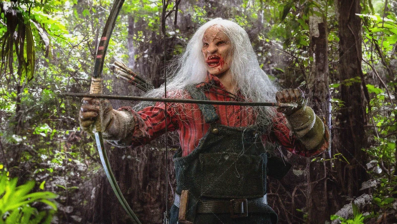 HMTOYS F009 1/6 الشعر الأبيض الدم الفم رجل عمل الشكل فيلم الرعب محاكاة القاتل 12 "مجموعة كاملة رجل الجندي نموذج هدية #4