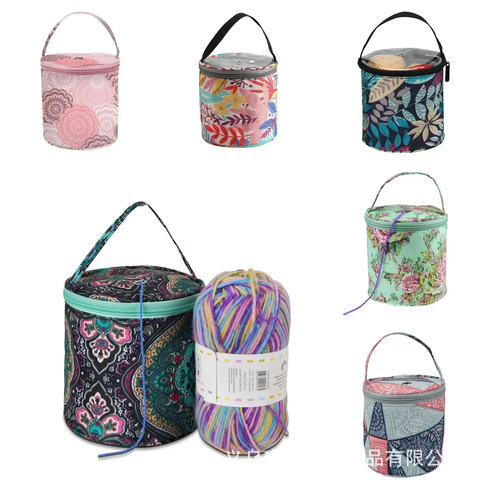 

2024 New Yarn Storage Tote Bag; Short Perforated Yarn Storage Bucket; Round Crochet Bag For Knitting Yarn; DIY Accessory Bag