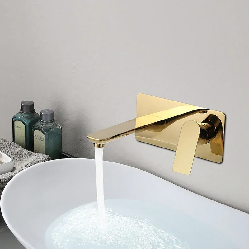 Bathroom Sink Mixer Basin Faucet Wall Mounted Washbasin Faucet Waterfall Tap Mixers Brass Taps White/Gold/grey