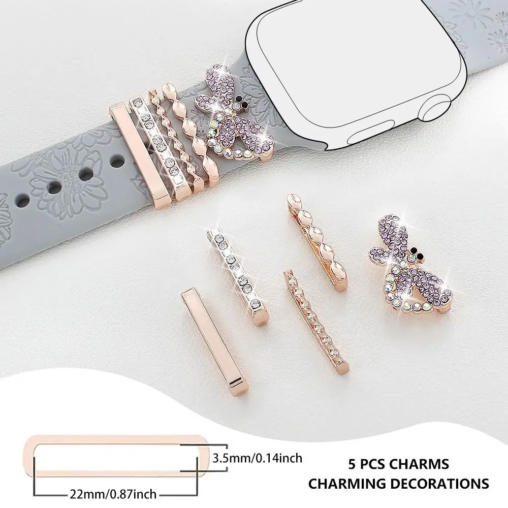 زخرفة حزام الساعة المعدنية على شكل قلب أداة زخرفية حزام المعصم سحر الأزياء اليعسوب لفرقة ساعة أبل