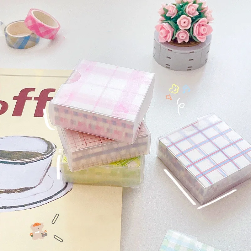 Wavy Plaid Texture Little Mood Sticky Note Student Message Memo Paper Pad Minimalist Notepads Square Memo Paper Office Messages
