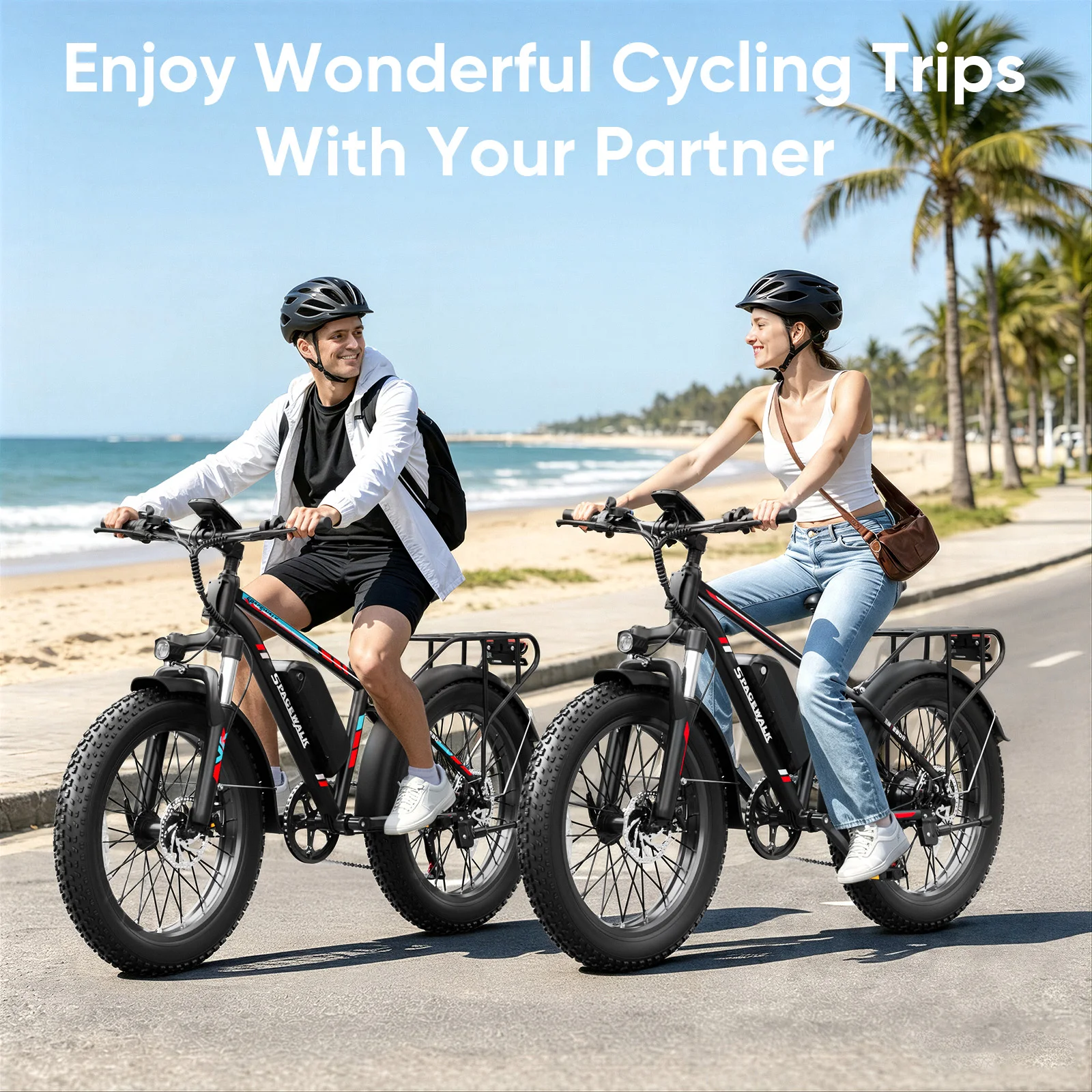 Spacewalk 1500W Peak Motor Electric Bike for Adults 26"x4.0 Fat Tire E-Bike, 48V 15Ah Removable Battery, 28MPH Fast Speed, 60 Miles Range, NFC Unlock, Front Suspension, 7-Speed Mountain Ebike with Rear Rack view 4
